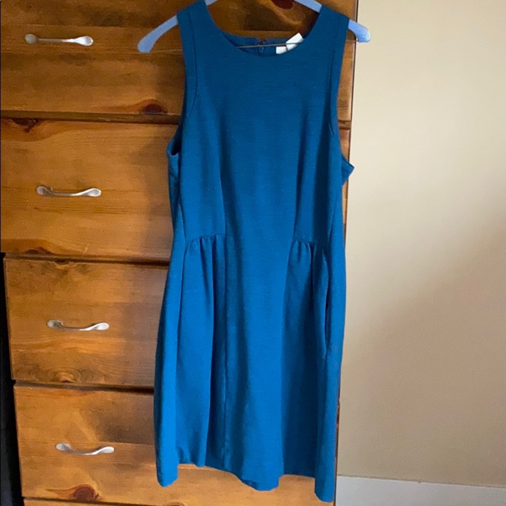 Blue fit and flare dress